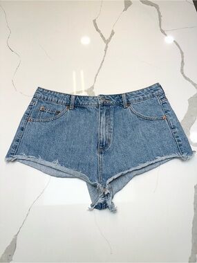 Topshop Light Blue Distressed Denim Shorts